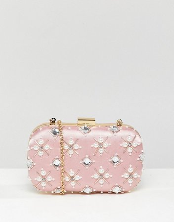 True Decadence | True Decadence Blush Embellished Pearl Box Clutch Bag