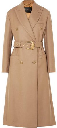 Belted Double-breasted Wool Coat - Camel