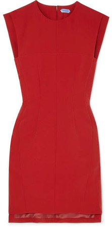 Open-back Stretch-crepe Mini Dress - Red