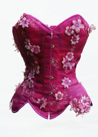 pink corset with flowers