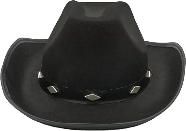 Amazon.com: 4E's Novelty Black Cowboy Hat for Men & Women - Felt Studded Black Cowgirl Hat for Women Western Themed Party, Cowboy Costume Accessory for Adults : Clothing, Shoes & Jewelry