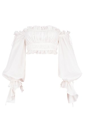 Clothing : Tops : 'Tula' White Ruched Off Shoulder Top