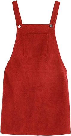 Amazon.com: Romwe Women's Straps A-line Corduroy Pinafore Bib Pocket Overall Dress Rust M : Clothing, Shoes & Jewelry
