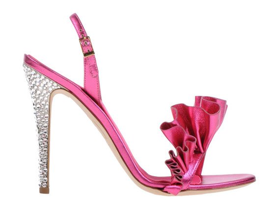 DSquared2 pink ruffle jewel heeled sandals > Shoeperwoman