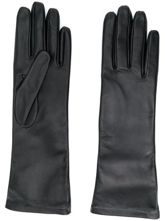 Shop Saint Laurent logo-debossed 5-finger gloves with Express Delivery - FARFETCH