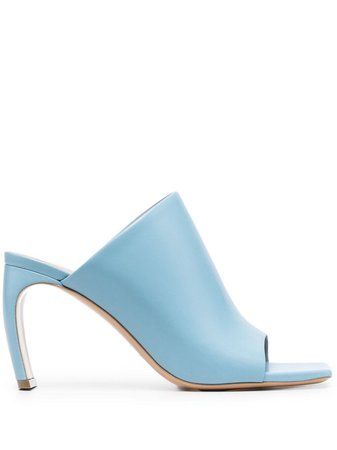 Shop blue LANVIN sculptural leather mules with Express Delivery - Farfetch