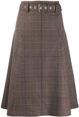 belted checkered skirt