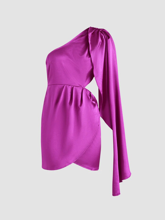 purple one shoulder dress