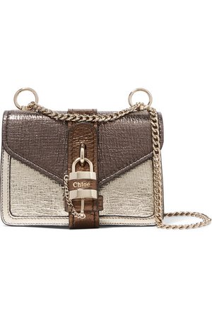 Chloé | Aby Chain mini metallic color-block textured-leather shoulder bag | shoplook/hy