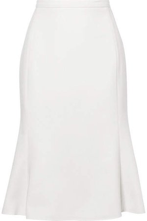 Fluted Wool-blend Midi Skirt - White