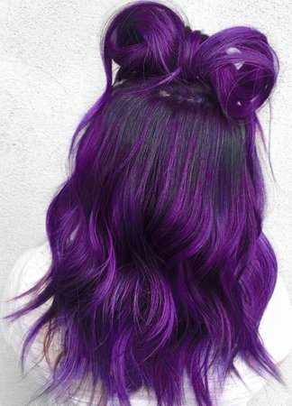purple bayalage with space buns