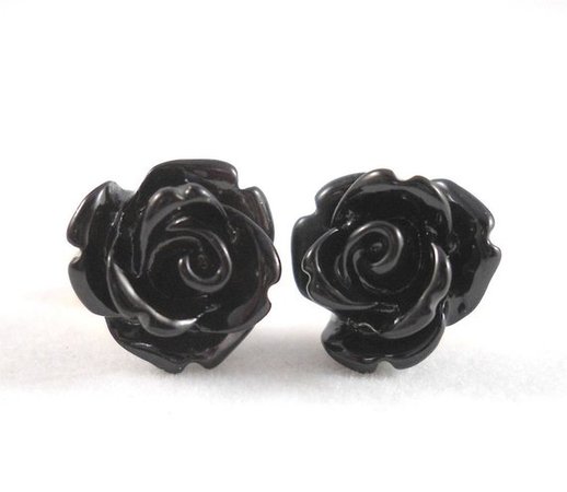 rose earrings black