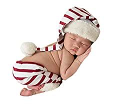 Amazon.com: Christmas Newborn Baby Photo Shoot Props Outfits Crochet Clothes Santa Claus Red Hat Pants Photography Props : Electronics