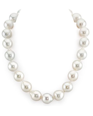 15-16mm White South Sea Baroque Pearl Necklace - AAAA Quality