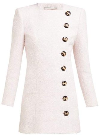 Alessandra Rich - Buttoned Lame Tweed Mini Dress - Womens - Light Pink