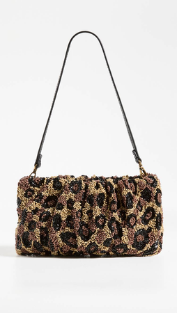 leopard print 90s style ruched shoulder bag