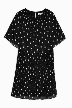 Pleated Spot Cape Dress Black Polka Mini | Topshop