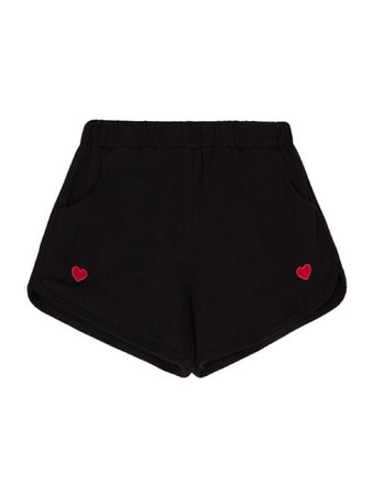 black and red heart shorts