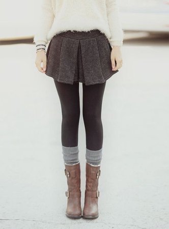 53um80-l-610x610-skirt-shoes-brown+leather+boots+buckles-warm-socks-leggings-jacket-winter+outfits-grey+skirt-fuzzy+coat-mini+skirt-shirt.jpg (450×610)