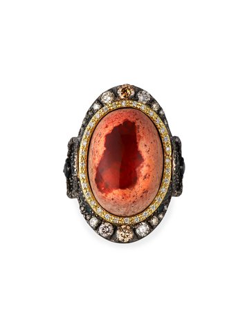 Armenta Old World Mexican Fire Opal, Tourmaline, & Diamond Ring