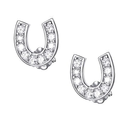 Amazon.com: YFN Sterling Silver Horseshoe Stud Earrings with Cubic Zirconial Horse Gift for Women Girls (White): Clothing