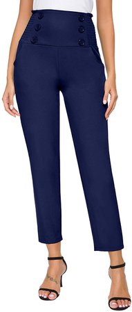Amazon.com: CHICIRIS Autumn Women's Ease in to Comfort Fit Perfection Modern Office Work Pants Navy Blue XL: Clothing