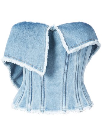 NATASHA ZINKO light blue cotton denim bustier top
