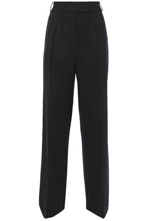 Black Pinstriped wool-twill wide-leg pants | ALEXANDRE VAUTHIER