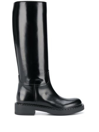Black Prada round-toe knee-length boots 1W252MF050055 - Farfetch