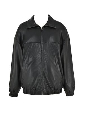 Clothing : Outerwear : 'Larissa' Black Vegan Leather Oversized Bomber Jacket