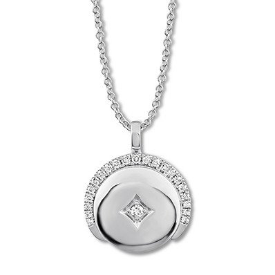 Diamond Locket Necklace 1/5 ct tw Round-cut Sterling Silver - 173842701 - Kay