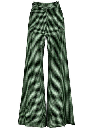 green plaid flared pants