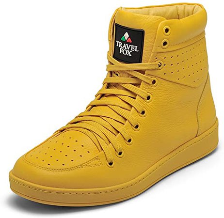 Amazon.com | TRAVEL FOX Women's 900 Yellow Nappa Leather Round Toe Lace-Up High-Tops US Size 6.5 | Oxfords