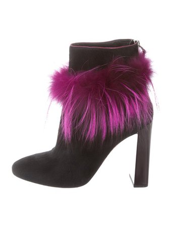 Fendi Fox-Trimmed Ponyhair Boots - Shoes - FEN99407 | The RealReal