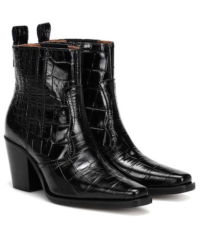 Western embossed leather boots