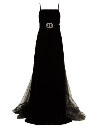 Crystal-embellished velvet gown | Gucci | MATCHESFASHION.COM