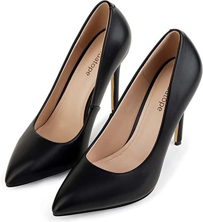 Amazon.com | Modatope Black Work Pumps for Women Office Stiletto Pointed Toe Pumps Size 8.5 | Shoes