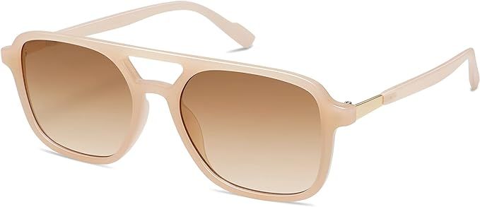 Amazon.com: SOJOS Retro Aviator Sunglasses for Women Men,Trendy Rectangle Womens Mens Shades Sun Glasses SJ2202 Milky Cream Frame Brown Lens : Clothing, Shoes & Jewelry