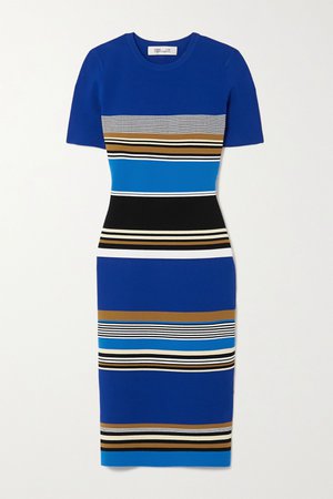 Blue Dasha striped knitted dress | Diane von Furstenberg | NET-A-PORTER