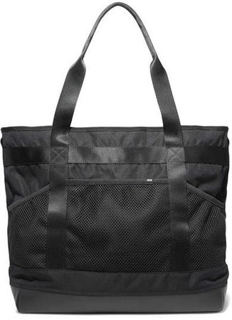 Leather And Mesh-trimmed Shell Tote - Black