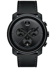 Movado Men's Swiss BOLD Black Leather Strap Watch, 42mm & Reviews - All Fine Jewelry - Jewelry & Watches - Macy's