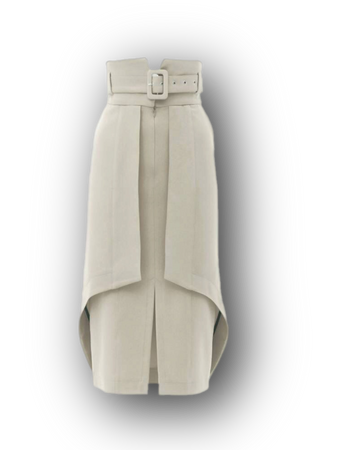Designer Double Midi Skirt Beige Grey
