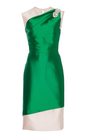 Reem Acra, Green Sleeveless Cocktail Dress