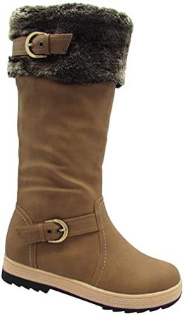 Amazon.com | Stylish & Comfort Women's Fully Fur Lined Classic Mid-Calf Winter Boots Zipper-Up Warm Water Resistent Snow Shoes Black 9 | Knee-High