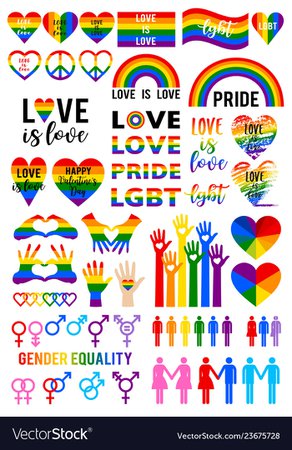 Love is love rainbow flag lgbt pride set Vector Image