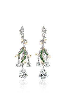 18k White Gold & Rhodium Vermeil Diamond Lily Of The Valley Earrings By Anabela Chan | Moda Operandi