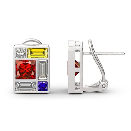Jeulia Mondrian Composition Inspired Sterling Silver Earrings - Jeulia Jewelry