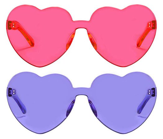 Amazon.com: One Piece Heart Shaped Rimless Sunglasses Transparent Candy Color Eyewear(3 color): Shoes