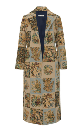 Oscar De La Renta Floral Cotton-Blend Jacquard Coat | ModeSens