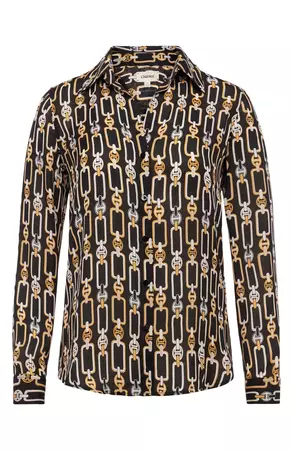 L'AGENCE Nina Chain Link Print Silk Button-Up Blouse | Nordstrom